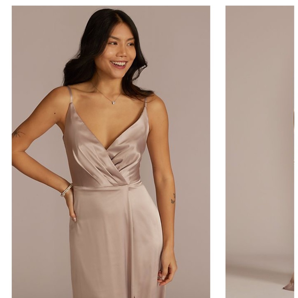 stretch charmeuse cowl back bridesmaid dress